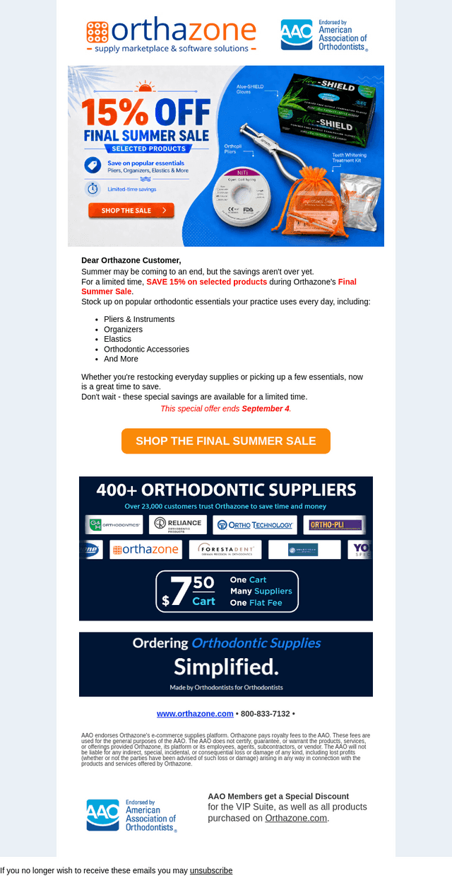 OrthAzone email from Tue, Aug 25, 2026