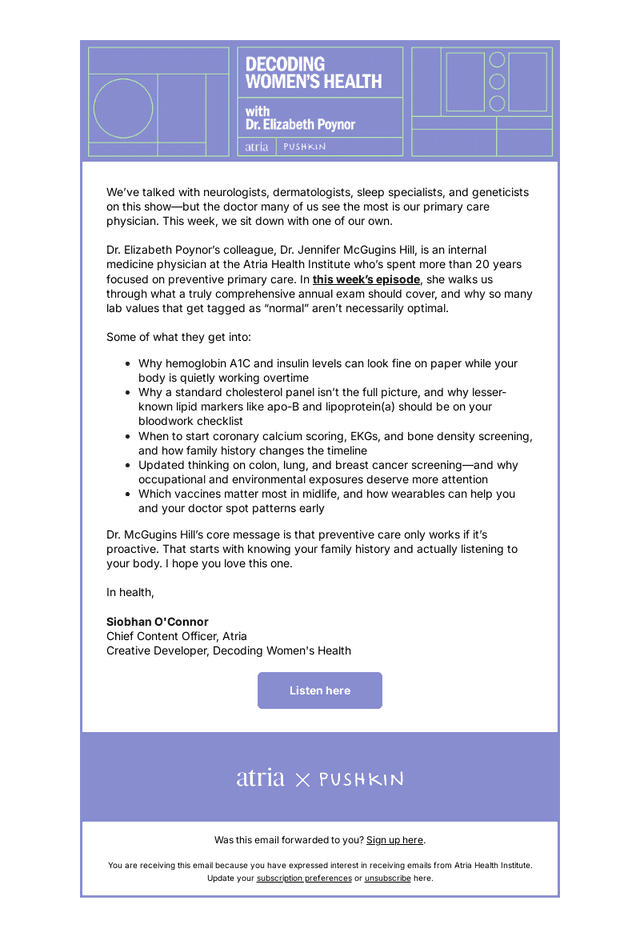 Atria Institute email from Tue, Aug 25, 2026