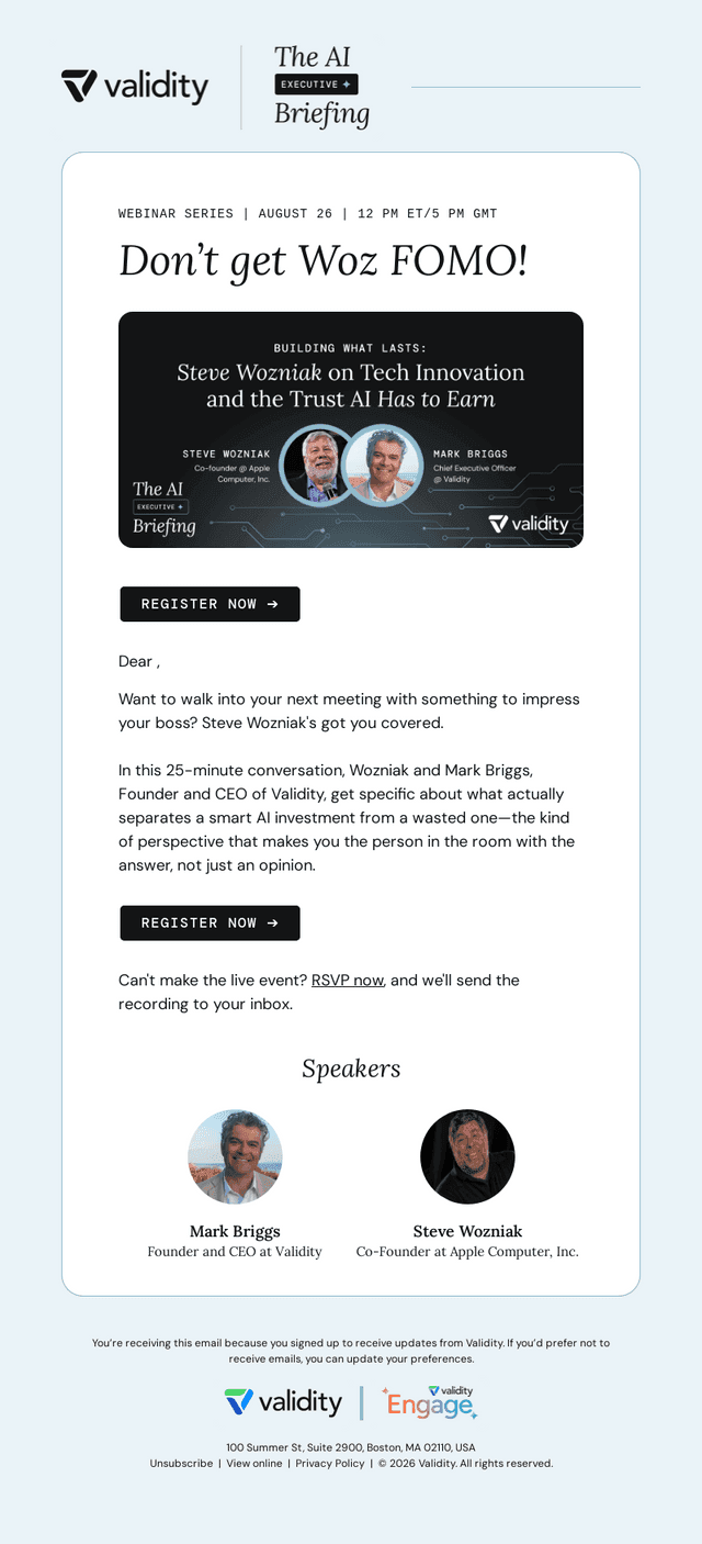 Validity Inc. email from Tue, Aug 25, 2026