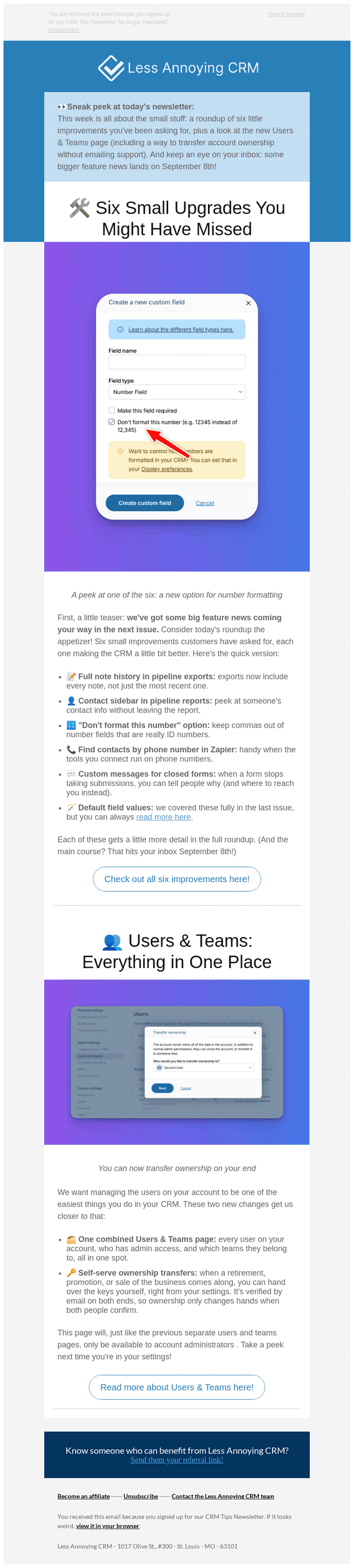 Less Annoying CRM email from Tue, Aug 25, 2026