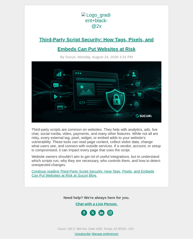 Sucuri email from Tue, Aug 25, 2026