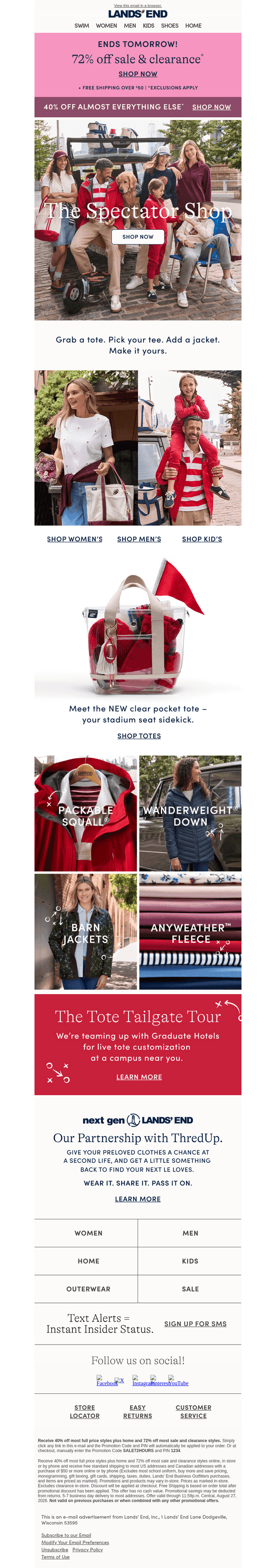 Tailgate-ready. Lands’ End-approved.