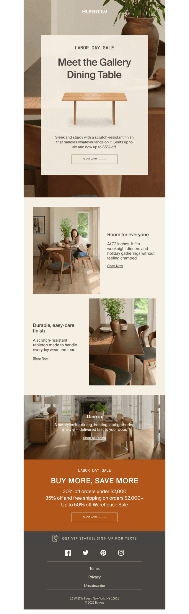 Up to 35% off the dining room