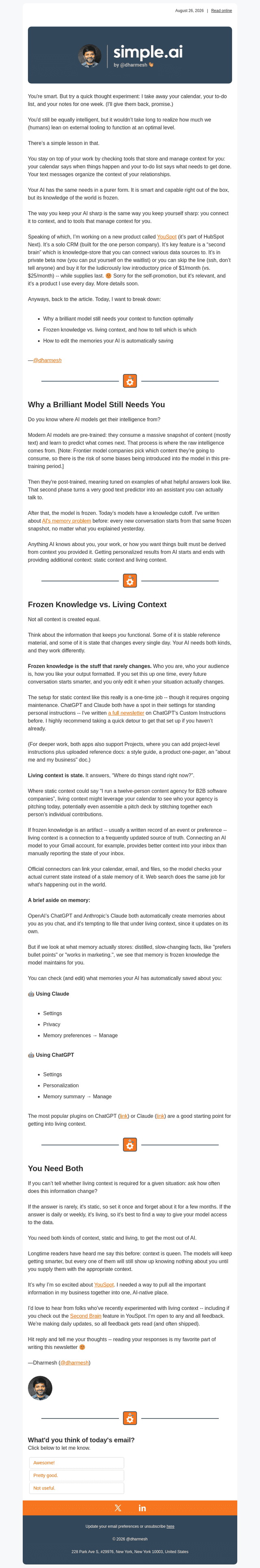 🤖 Frozen Knowledge vs. Living Context (And Why You Need Both)