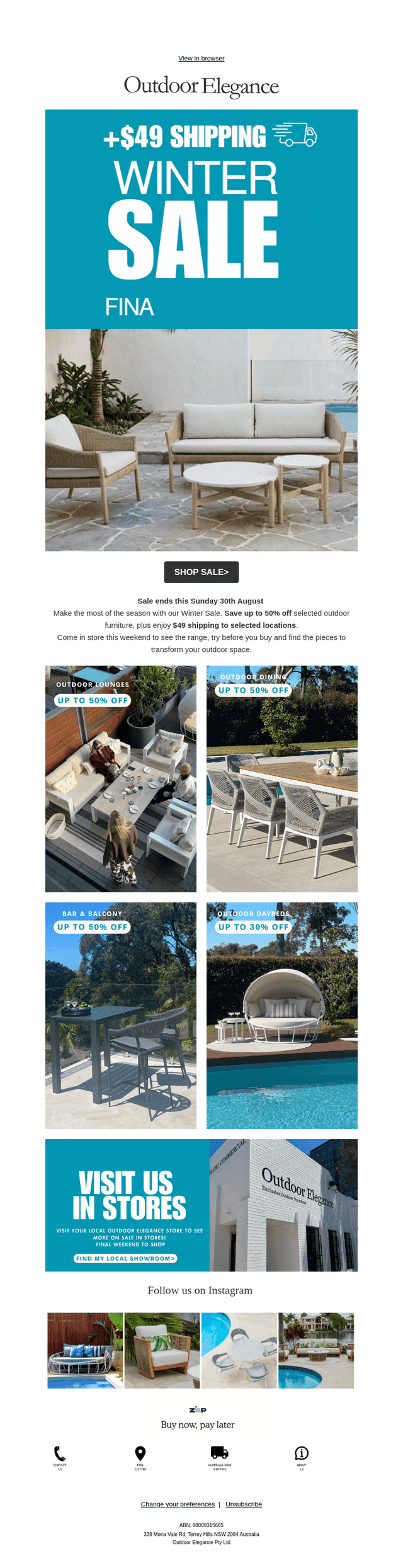 Outdoor Elegance email from Wed, Aug 26, 2026