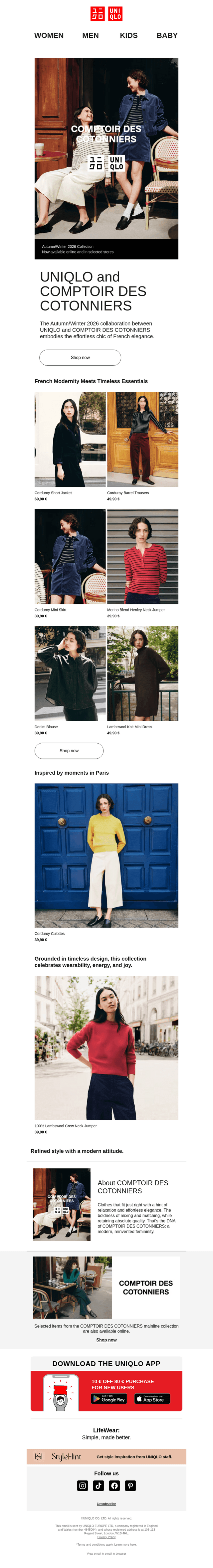 UNIQLO email from Thu, Aug 27, 2026