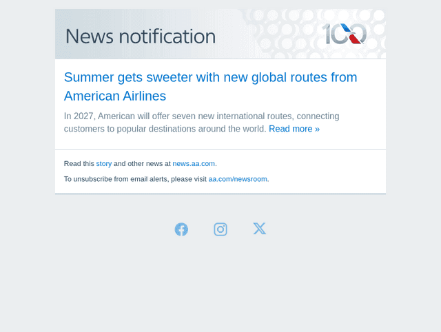 American Airlines email from Thu, Aug 27, 2026