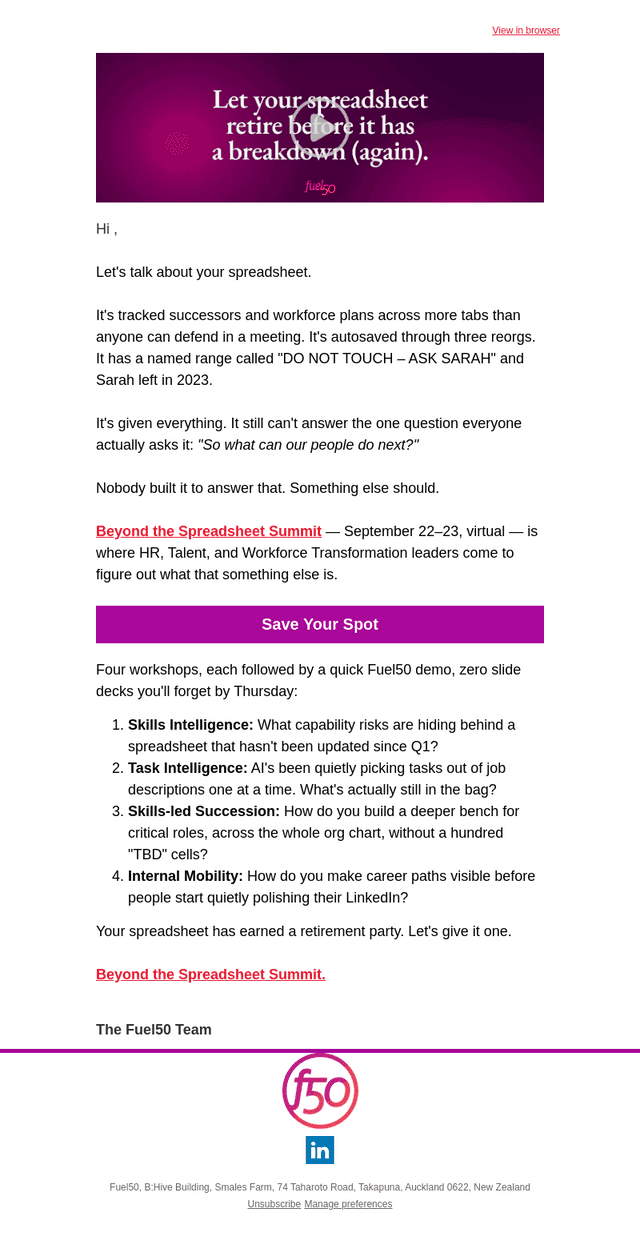 Your spreadsheet has been invited to retire
