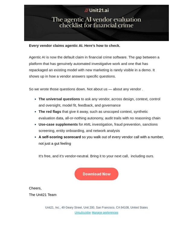 Unit21 email from Thu, Aug 27, 2026