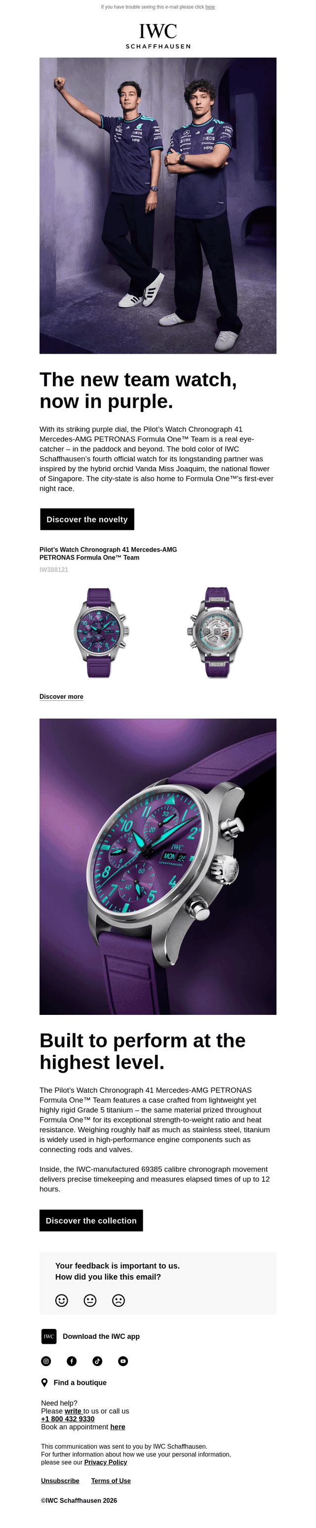 The team watch goes purple