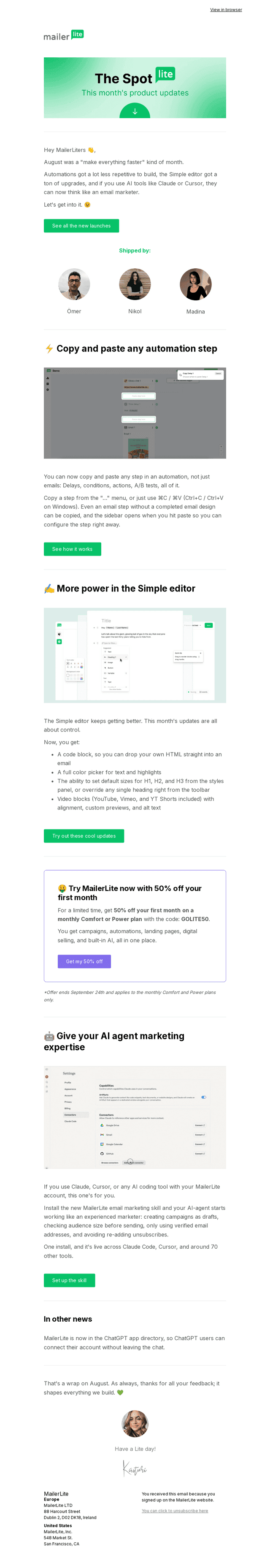 MailerLite email from Thu, Aug 27, 2026