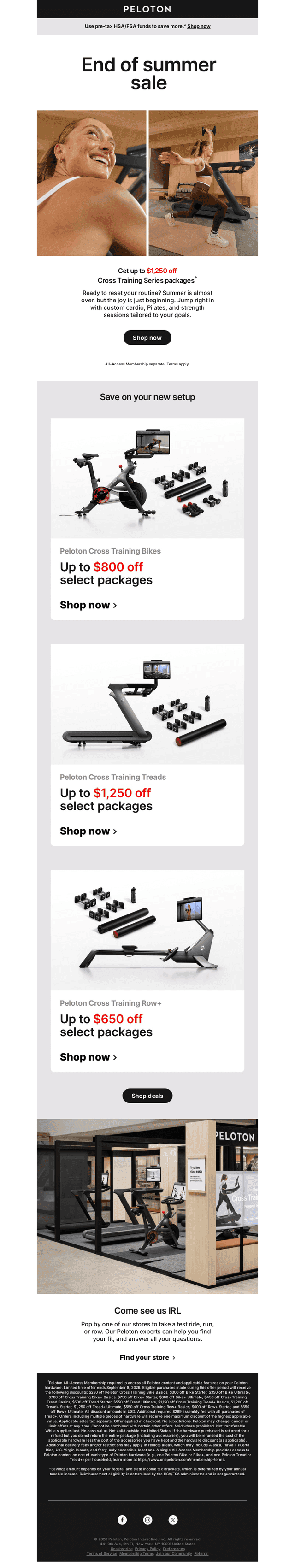 Peloton email from Thu, Aug 27, 2026