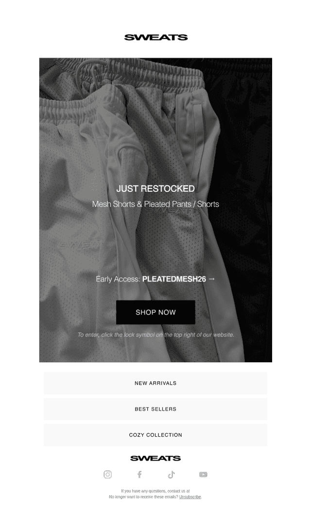 MESH SHORTS & PLEATED: EARLY ACCESS LIVE NOW