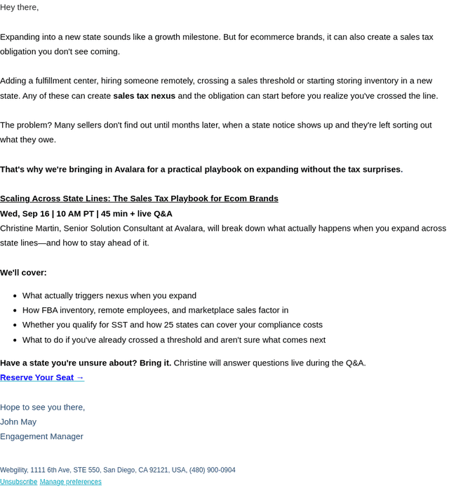 Webgility email from Thu, Aug 27, 2026