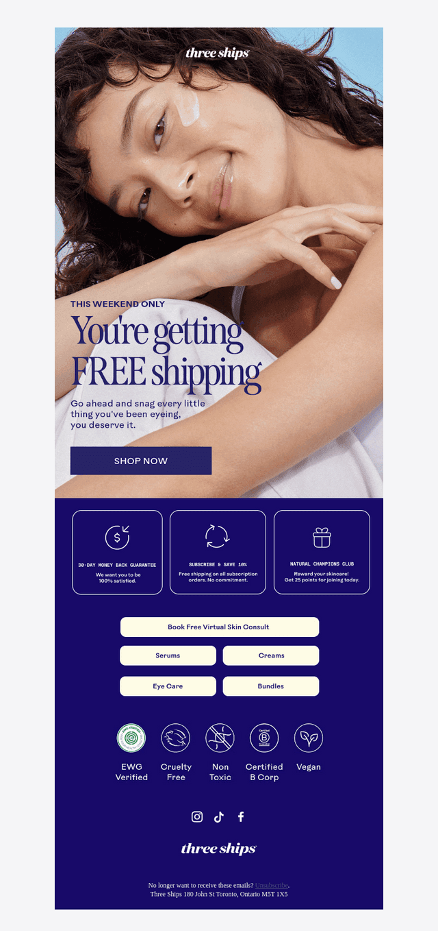 Free shipping on every order