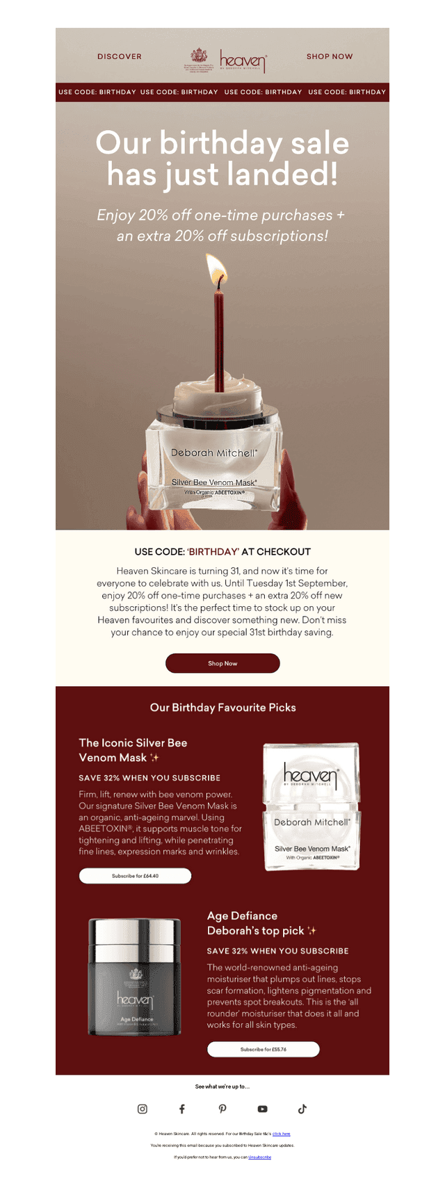 Heaven Skincare email from Fri, Aug 28, 2026