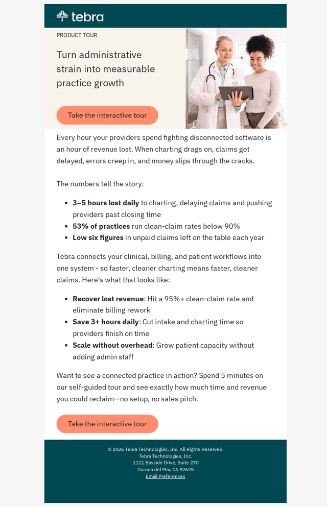 Tebra email from Fri, Aug 28, 2026