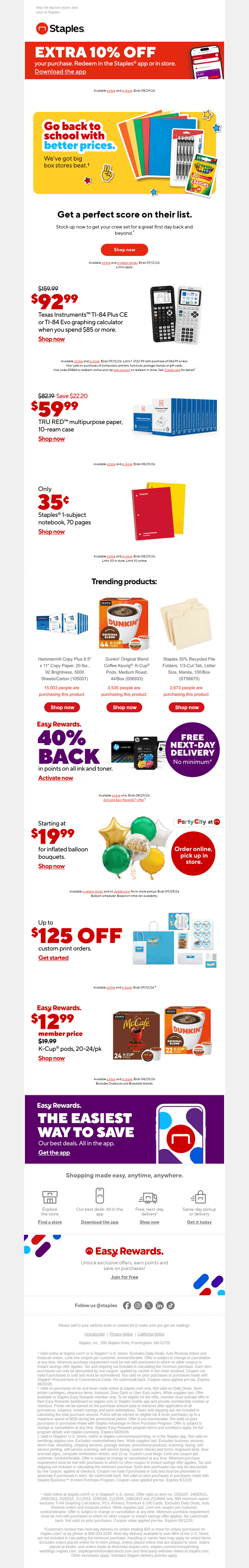 Staples email from Fri, Aug 28, 2026