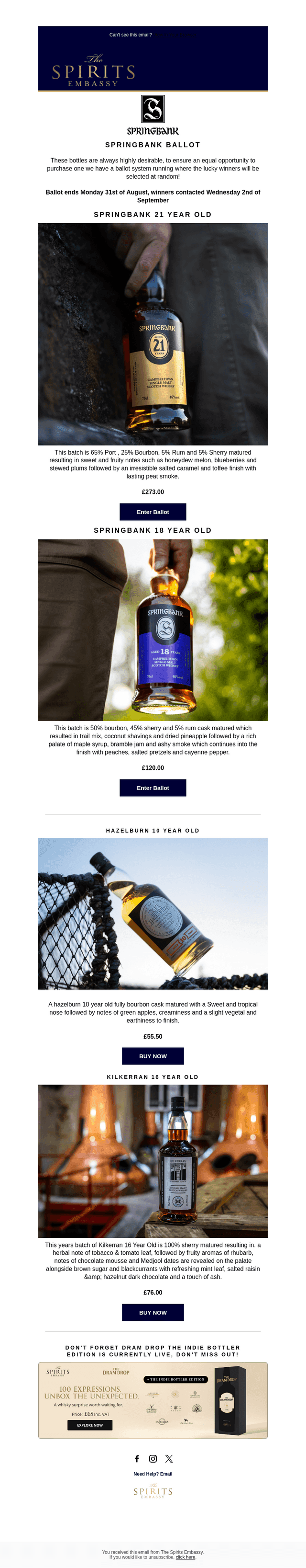 The Spirits Embassy email from Fri, Aug 28, 2026