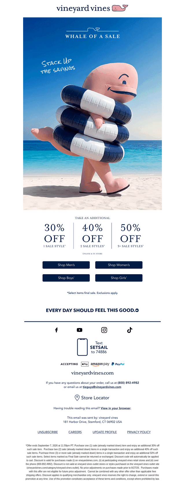 Vineyard Vines email from Sat, Aug 29, 2026