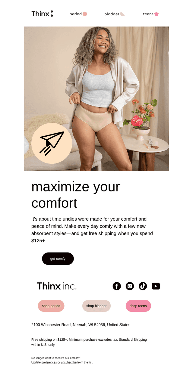THINX email from Sat, Aug 29, 2026