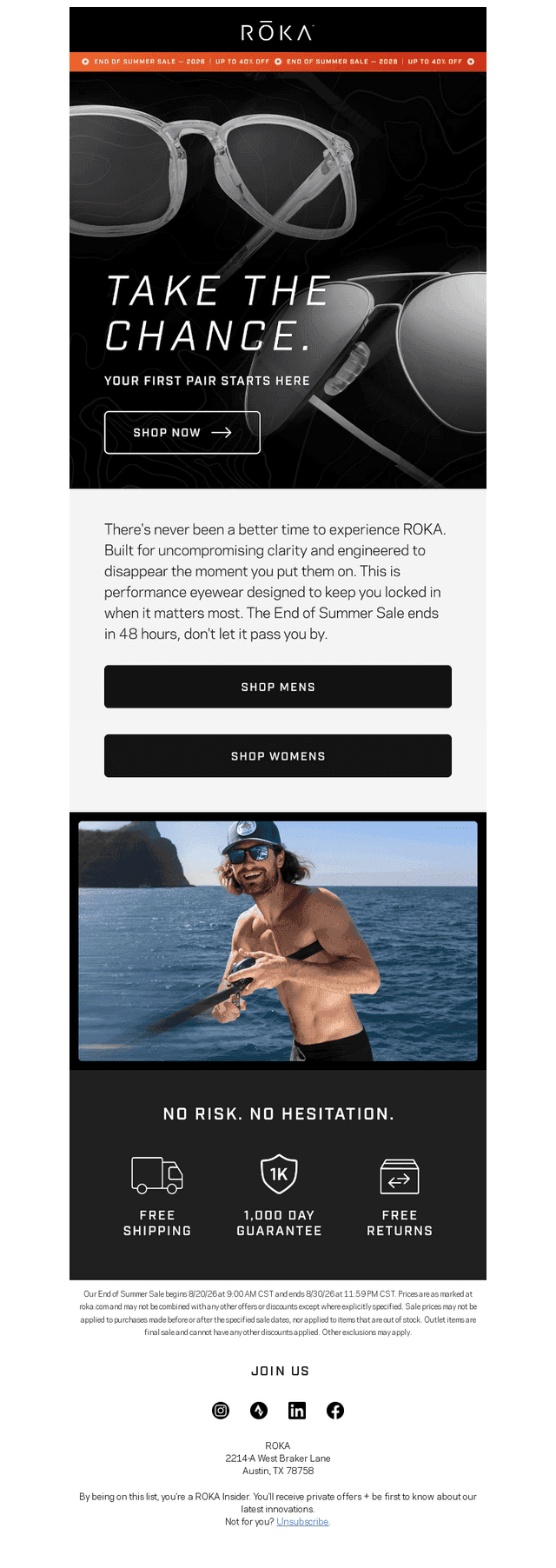 Roka Sports email from Sat, Aug 29, 2026