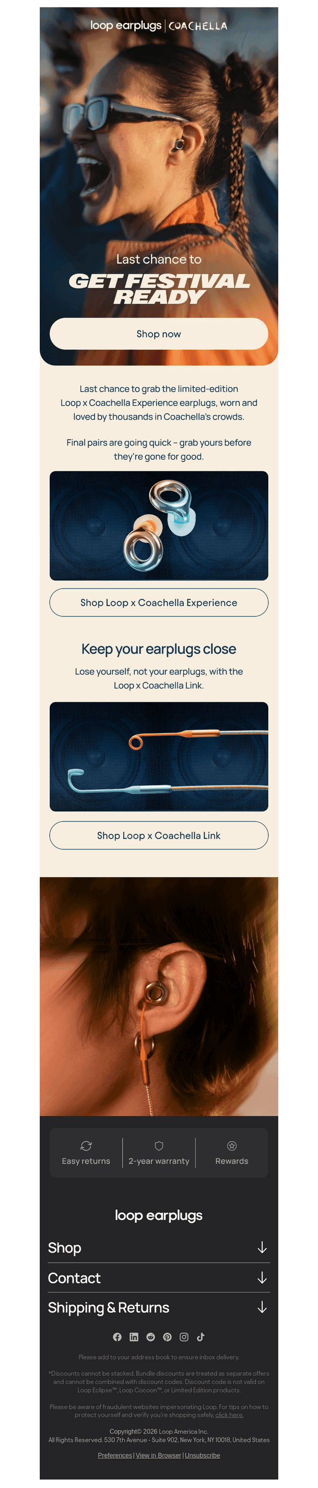 Loop Earplugs email from Sat, Aug 29, 2026