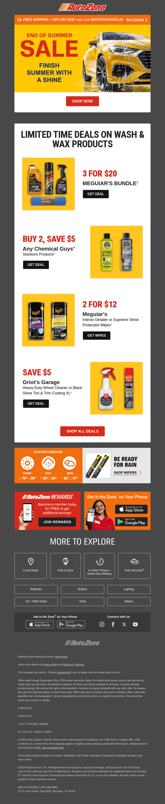 AutoZone email from Sat, Aug 29, 2026