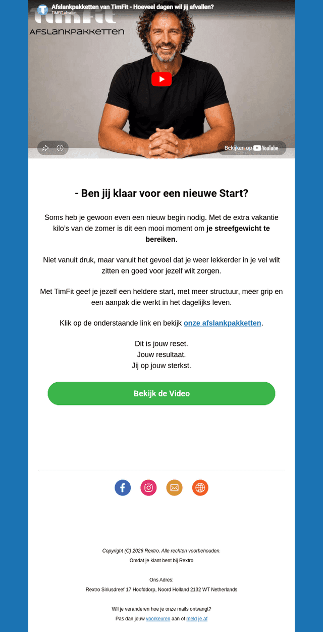 Timfit email from Sun, Aug 30, 2026
