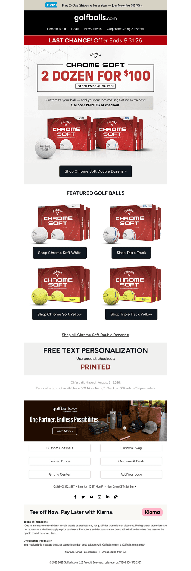 Ends TOMORROW! Callaway Chrome Soft 2 for $100!