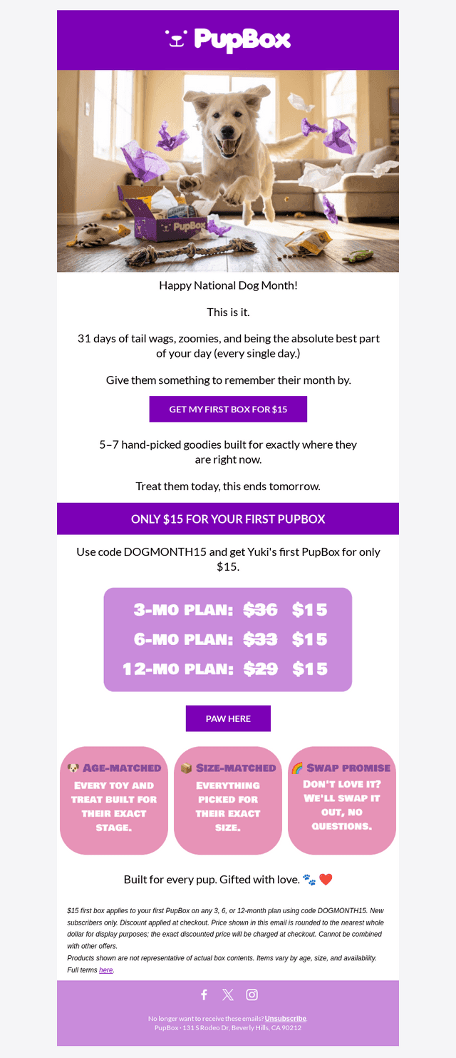 PupBox email from Sun, Aug 30, 2026