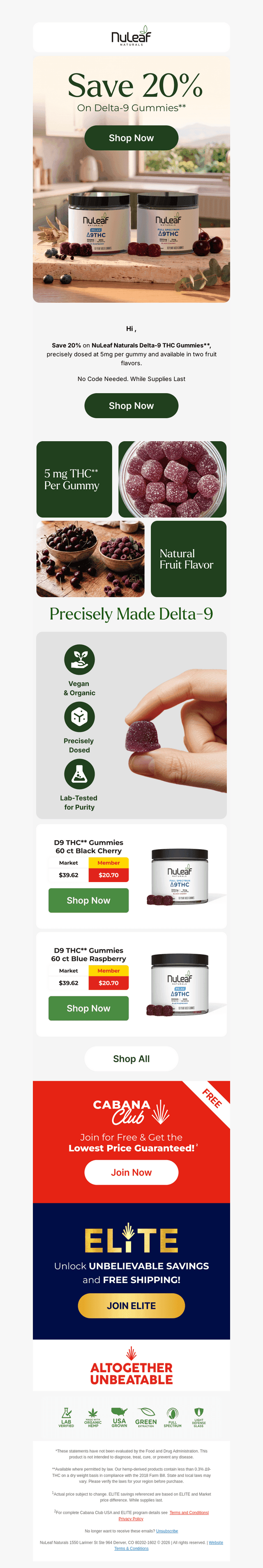 20% Off Delta-9 THC Gummies**