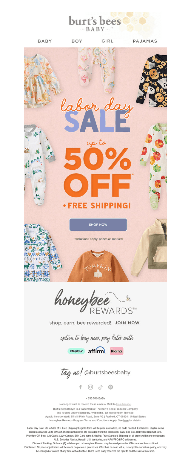 Burt's Bees Baby email from Mon, Aug 31, 2026