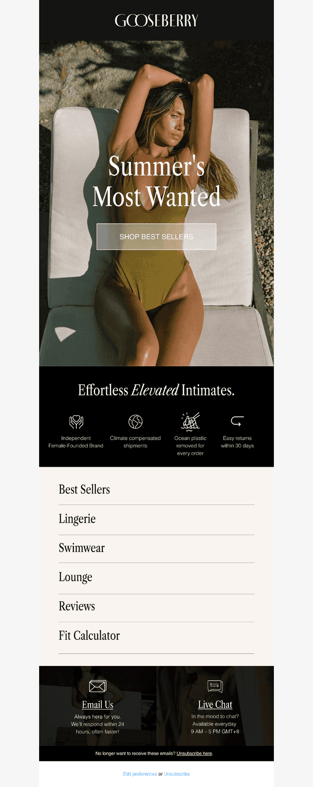 Gooseberry Intimates email from Mon, Aug 31, 2026