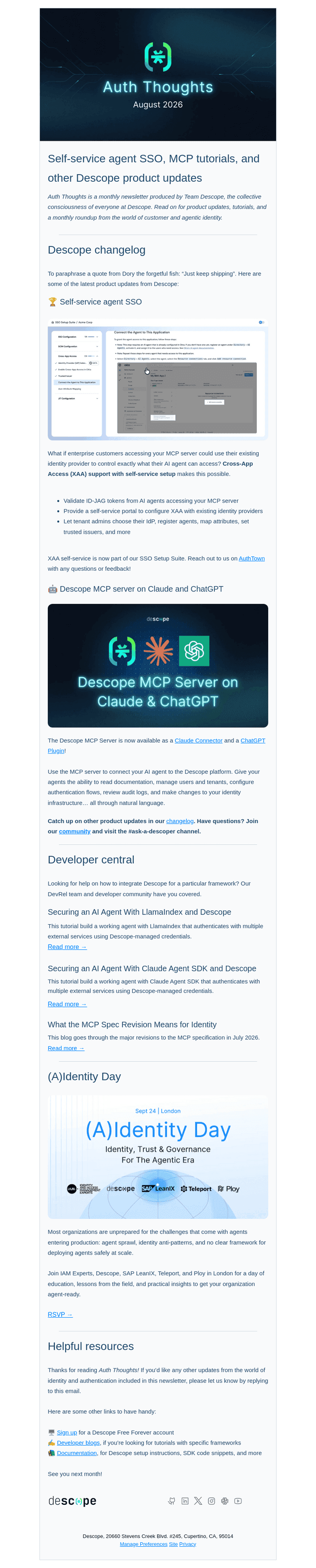 Descope email from Mon, Aug 31, 2026
