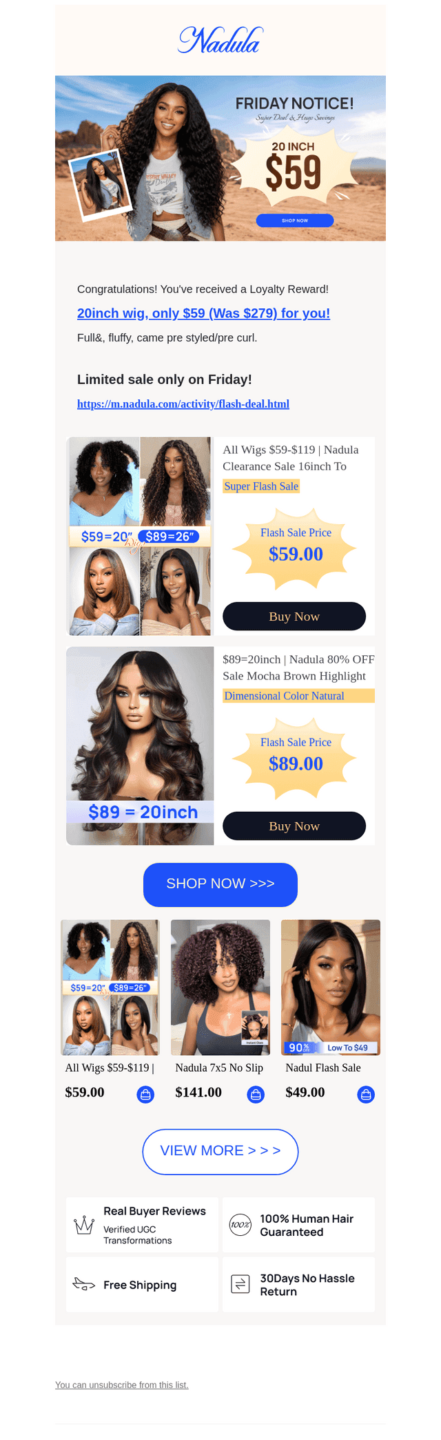 Your $59<20-inch> order status has been updated!
