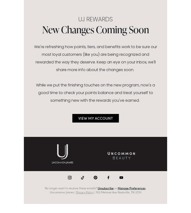 Uncommon James email from Mon, Aug 31, 2026