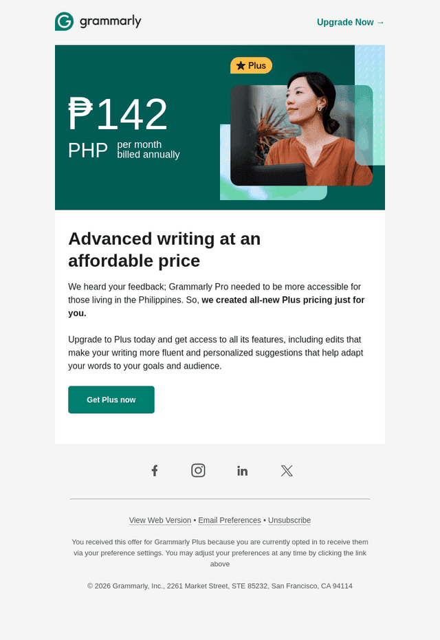 Grammarly email from Mon, Aug 31, 2026