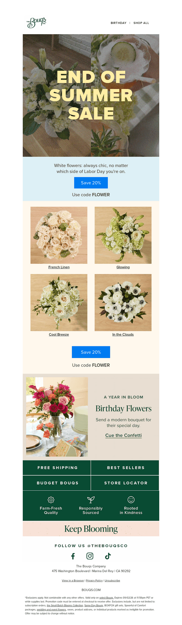 The Bouqs Co. email from Tue, Sep 1, 2026
