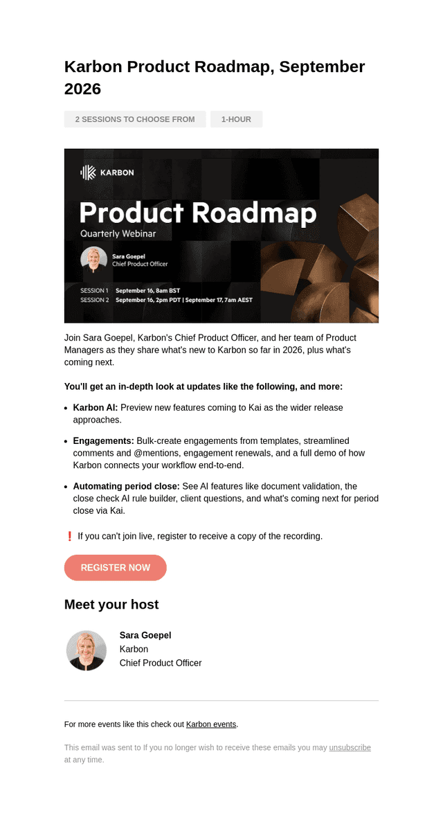 Karbon email from Tue, Sep 1, 2026