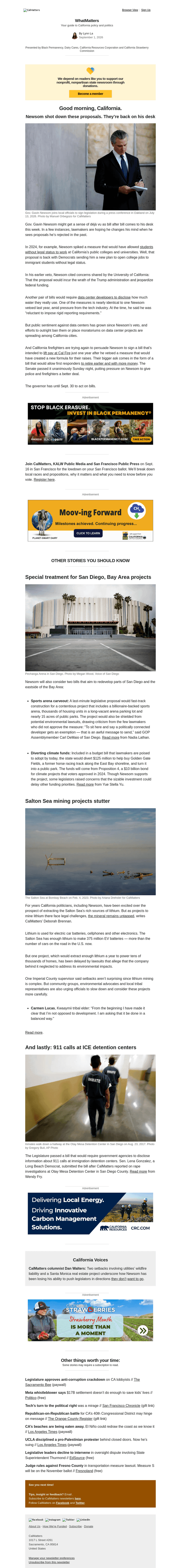 Calm email from Tue, Sep 1, 2026