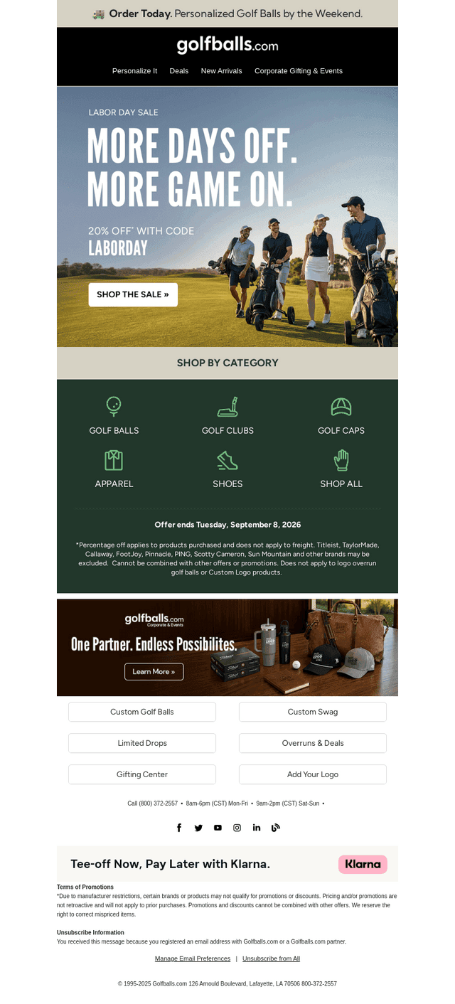 Golfballs email from Tue, Sep 1, 2026