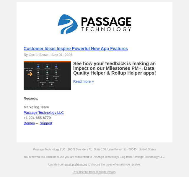 Passage Technology email from Tue, Sep 1, 2026
