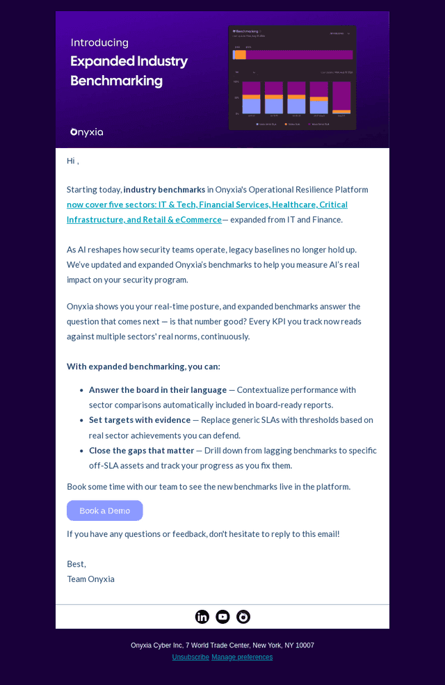 Onyxia email from Tue, Sep 1, 2026