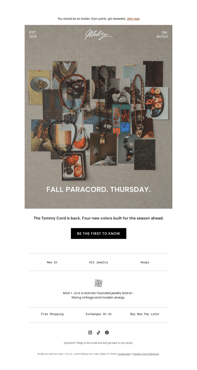Mod + Jo email from Tue, Sep 1, 2026