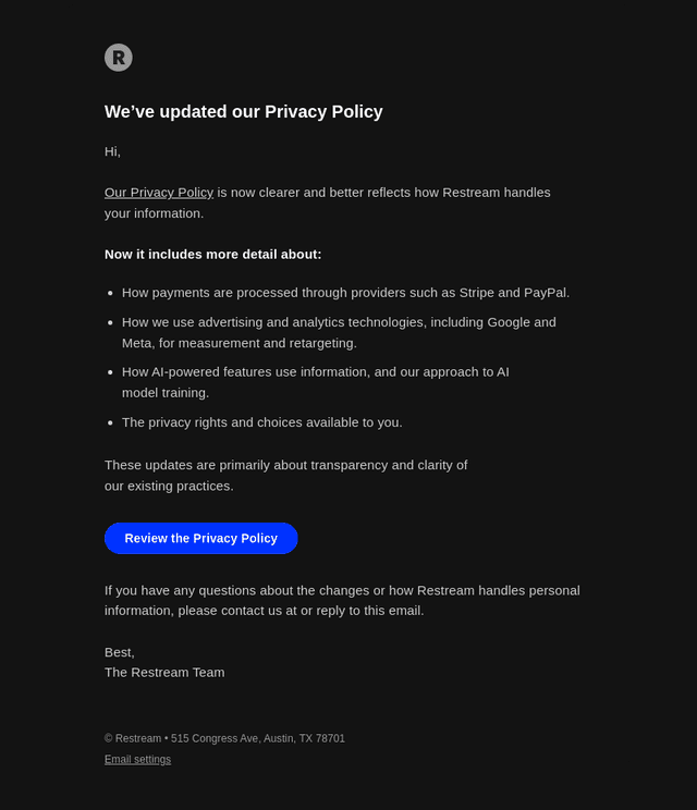 Updates to our Privacy Policy