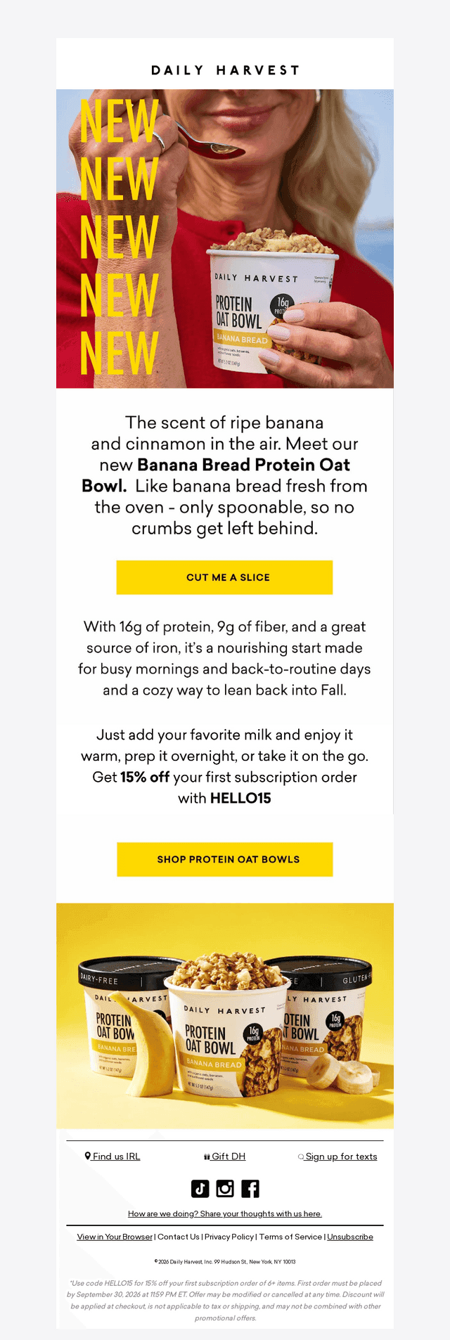 Daily Harvest email from Tue, Sep 1, 2026