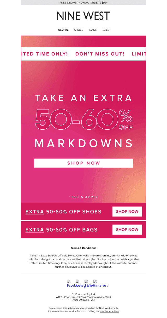 Extra 50-60% Off Already Reduced Styles