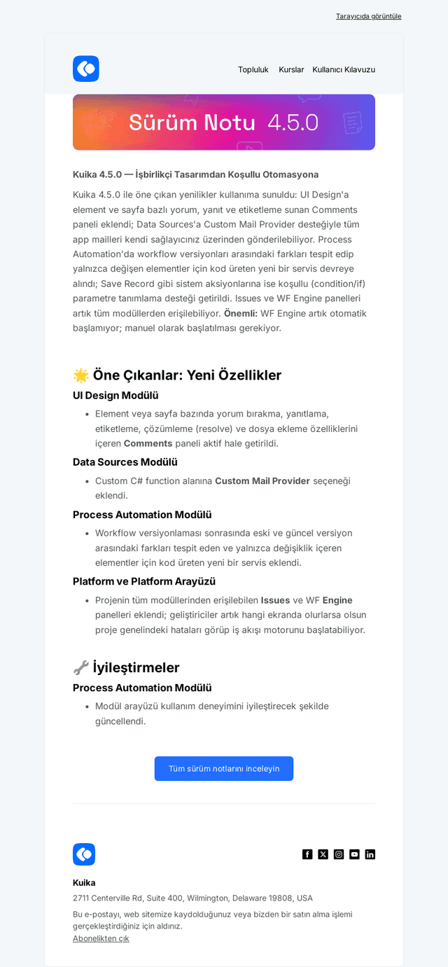 Sürüm Notu V.4.5.0