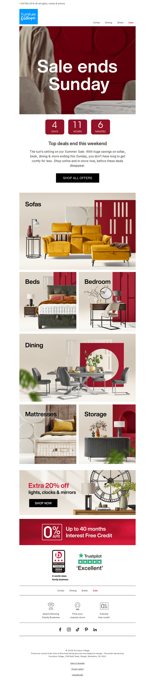 Furniture Village email from Wed, Sep 2, 2026